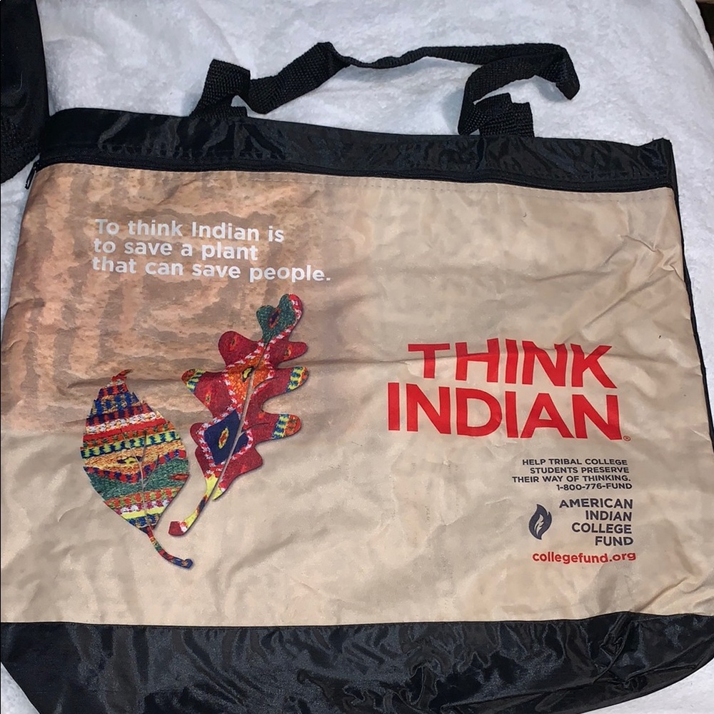 Think Indian Tote Bag - Black and Cream